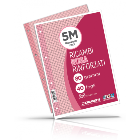 RICAMBI RINFORZATI A4 COLORATI RIGO 5MM GR80 FG.40