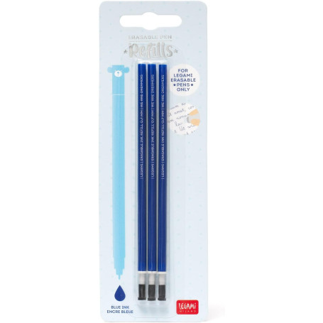 3 REFILL PENNA GEL CANCELLABILE BLU 